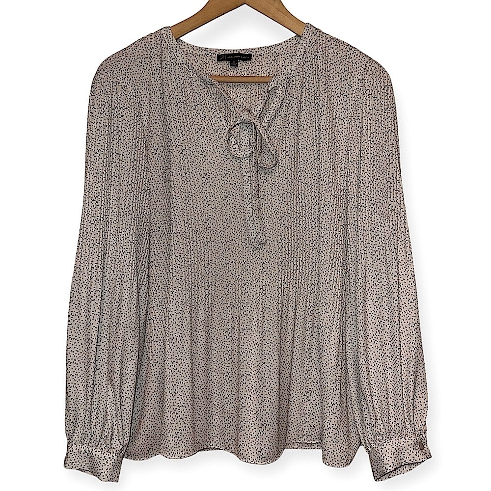 EUC Adrianna Papell Cream Blouse with Tie Neck